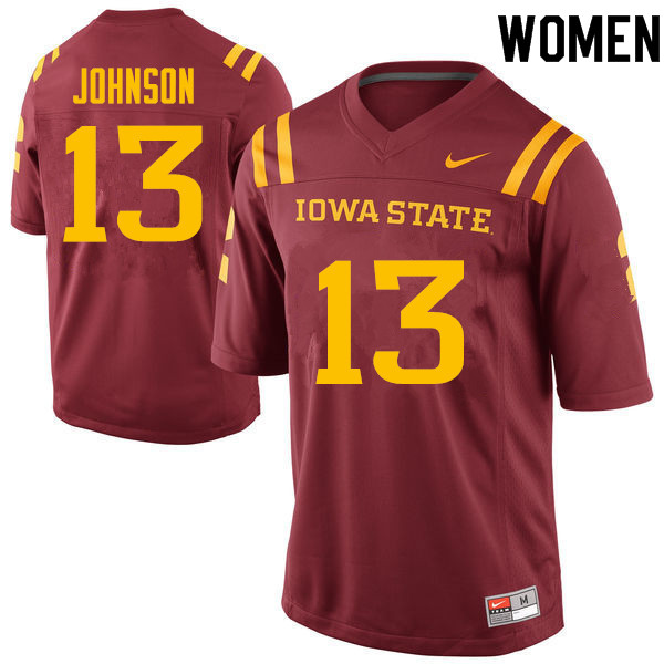 Iowa State Cyclones Women's #13 Josh Johnson Nike NCAA Authentic Cardinal College Stitched Football Jersey LW42O86HZ